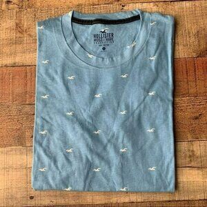Hollister mens size small light blue short sleeve tshirt tee with white birds